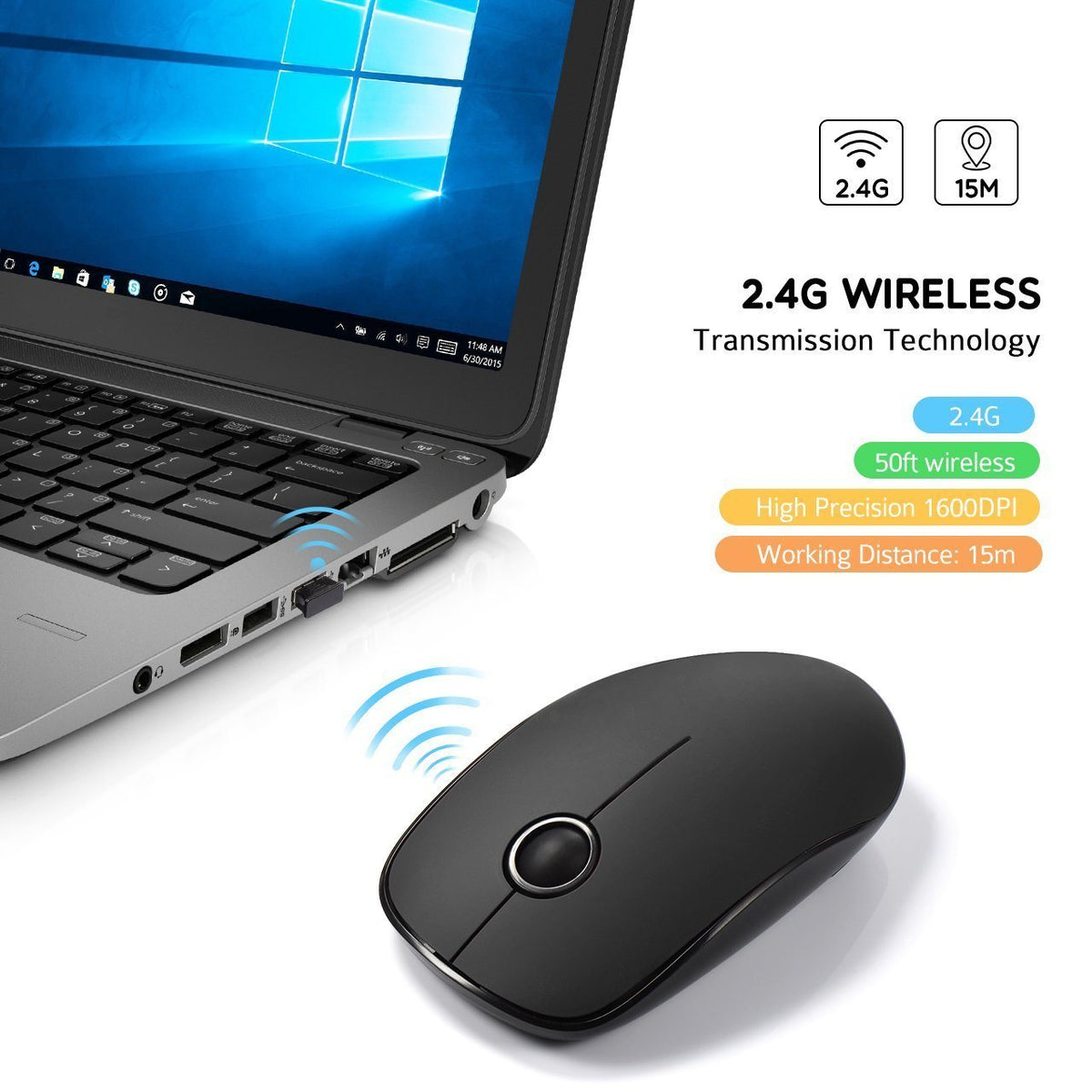 VicTsing 071 2.4G Slim Wireless Mouse with Nano Receiver – VictSing