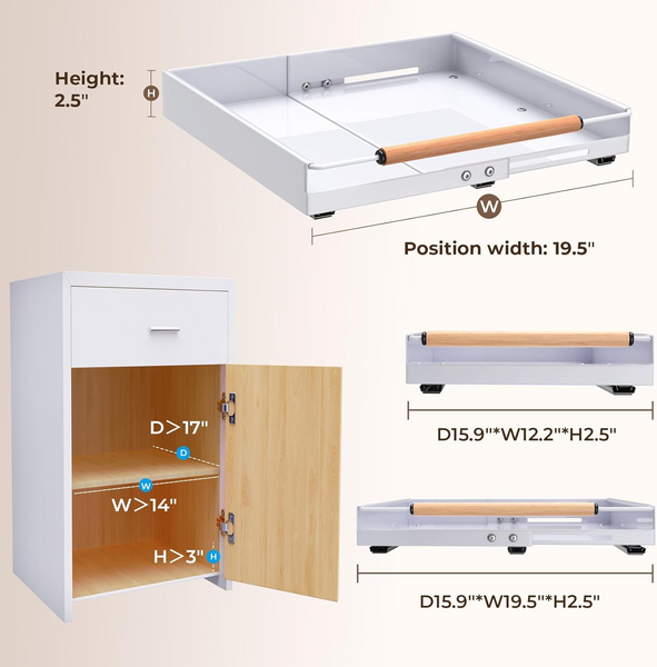 Pull Out Cabinet Organizer with Handle, 3 Rails Deep Storage Cabinet Organizer with Adhesive, Expandable Slide Out Drawer for Kitchen Cabinets, Heavy Duty Roll Out Shelves for Pantry, Laundry -1 Unit