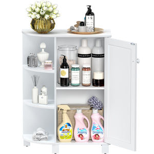 Victsing Bathroom Storage Cabinet with Door & Adjustable Shelves, Corner Floor Cabinet, Bathroom Storage Organizer, 23.6 x 11.8 x 31.5 Inches, White