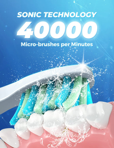 Electric Toothbrush for Adults with 8 Brush Heads, Sonic Electric Toothbrush with 40000 VPM Deep Clean 5 Modes, Rechargeable Toothbrushes Fast Charge 4 Hours Last 30 Days