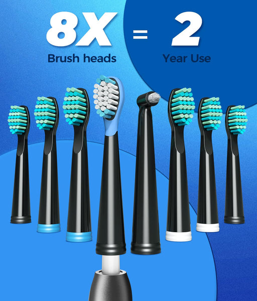 Electric Toothbrush for Adults with 8 Brush Heads, Sonic Electric Toothbrush with 40000 VPM Deep Clean 5 Modes, Rechargeable Toothbrushes Fast Charge 4 Hours Last 30 Days