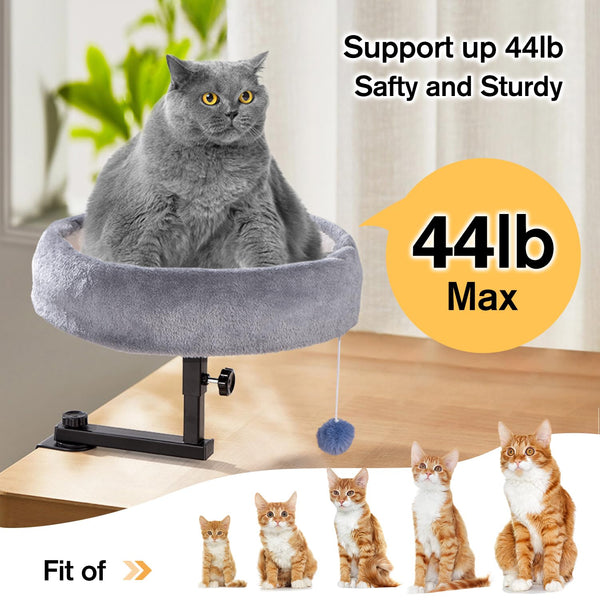 Cat Desk Bed - 360°Rotating & Adjustable, Supports Up to 44 lbs